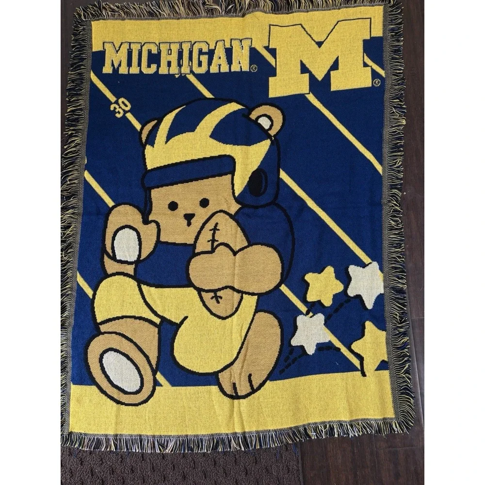 University Of Michigan Blanket Baby Wolverines Triple Woven Jacquard Throw 44x34